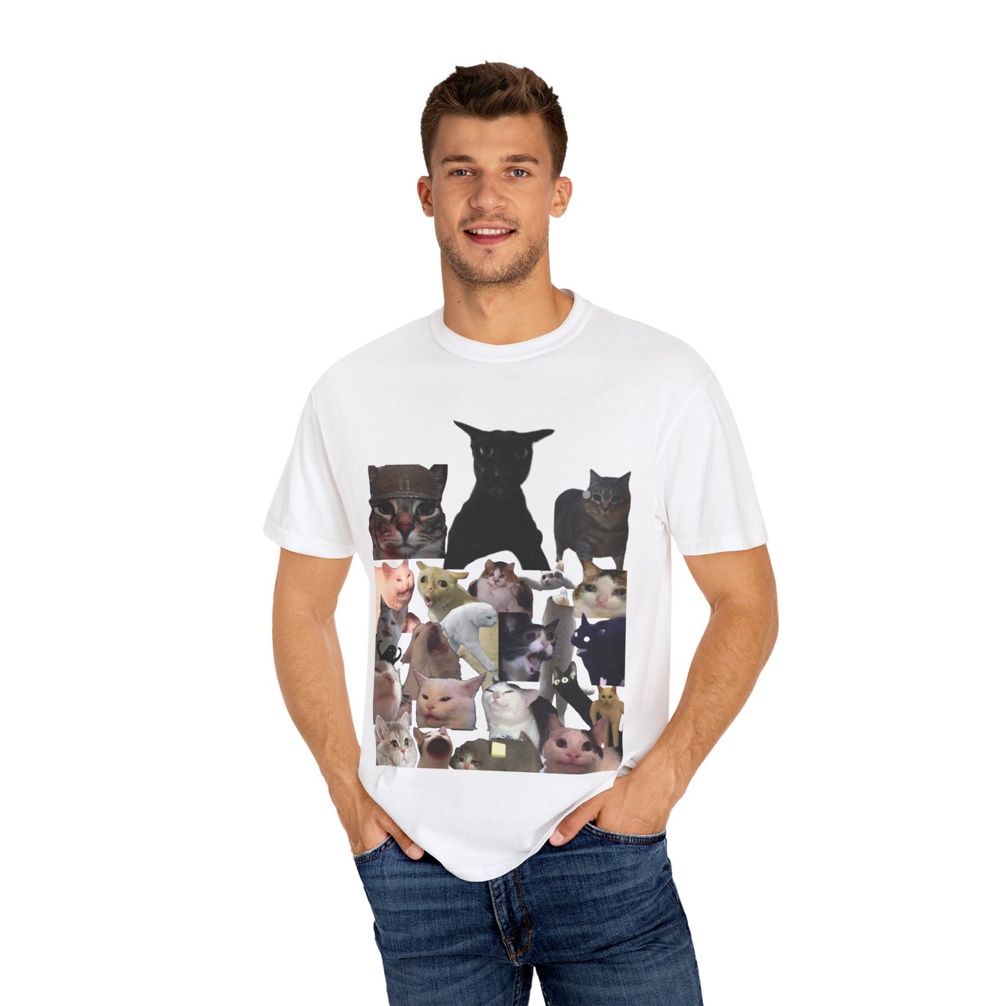 Cat Meme Collage Unisex T-Shirt - Fun Gift for Cat Lovers